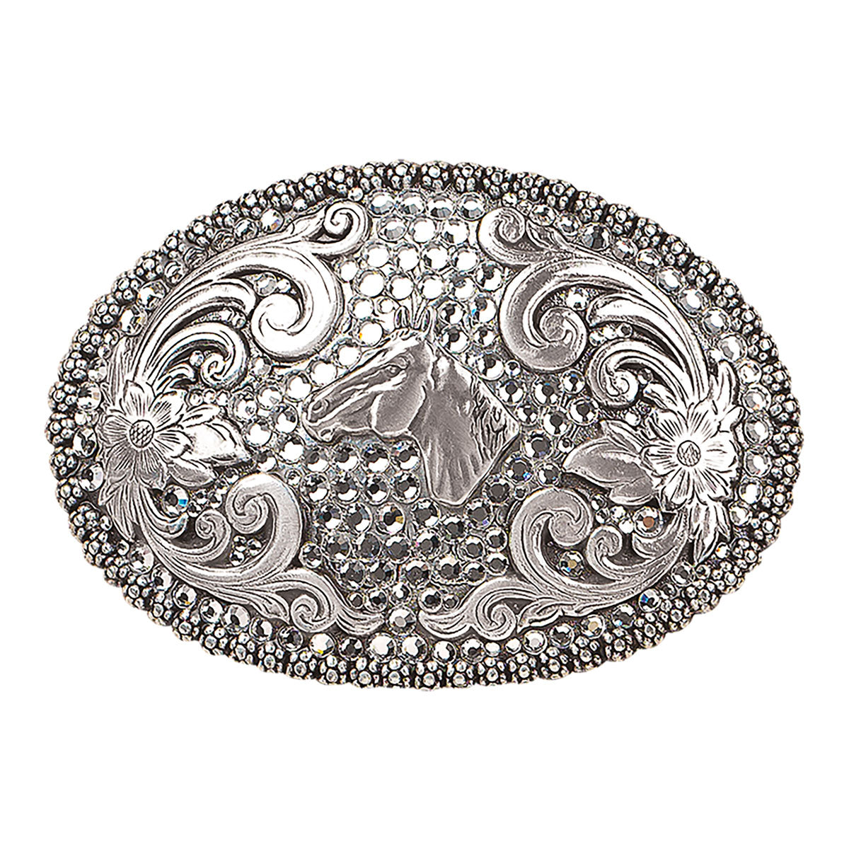 Blazin Roxx Horse Head/Crystals Belt Buckle