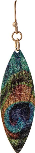 Rain Gold Peacock Print Ellipse Earring