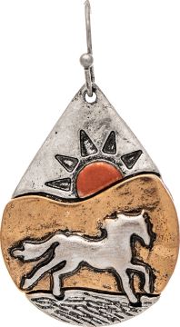 Rain Two Tone Heartland Horse Earring