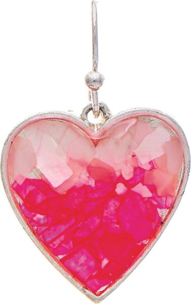 Rain Silver Pink Shell Epoxy Gradient Inlay Heart Earring