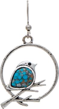Rain Silver Blue Bird Earring