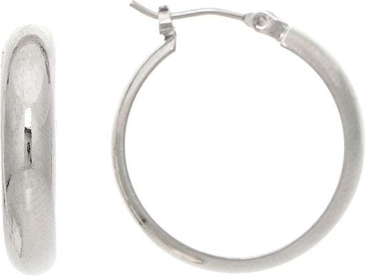 Rain Silver Half Round Wire 3/4" Hypoallergenic Pin Catch Earring