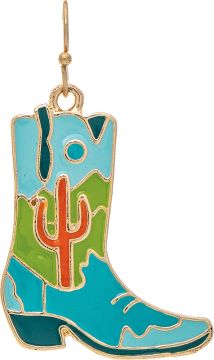 Rain Multicolored Western Boot Earring