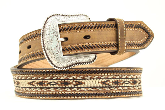 Nocona Tan Ribbon Center/lace Edge Belt
