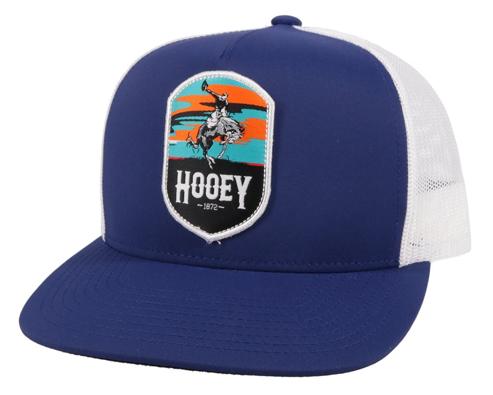 Hooey Navy/White Black Patch Hat