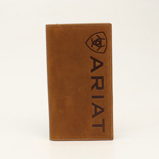 Ariat Vertical Logo Distressed Brown Rodeo Wallet