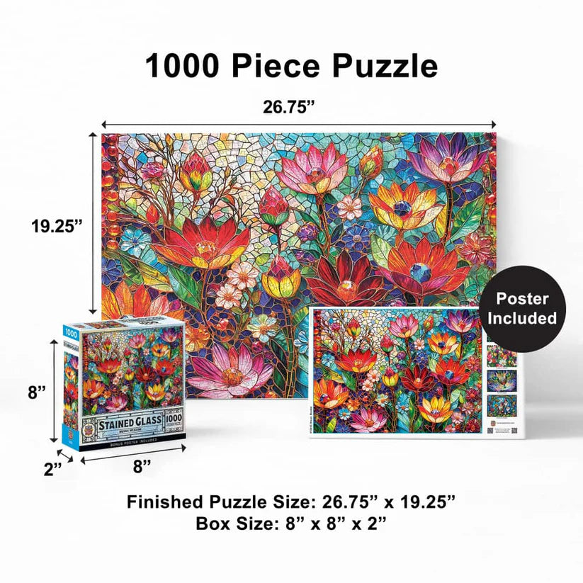 Leanin Tree Stained Glass Mosaic Meadow Puzzle