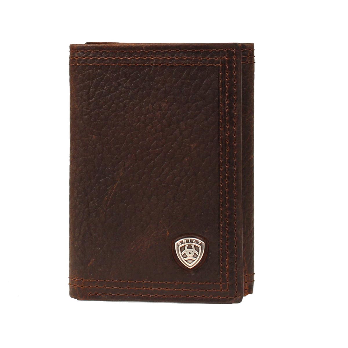 Ariat Chocolate Oiled Triple Stitch Trifold Wallet