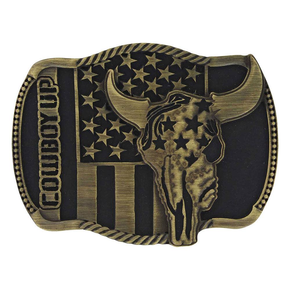 Attitude Cowboy Up Skull Buckle