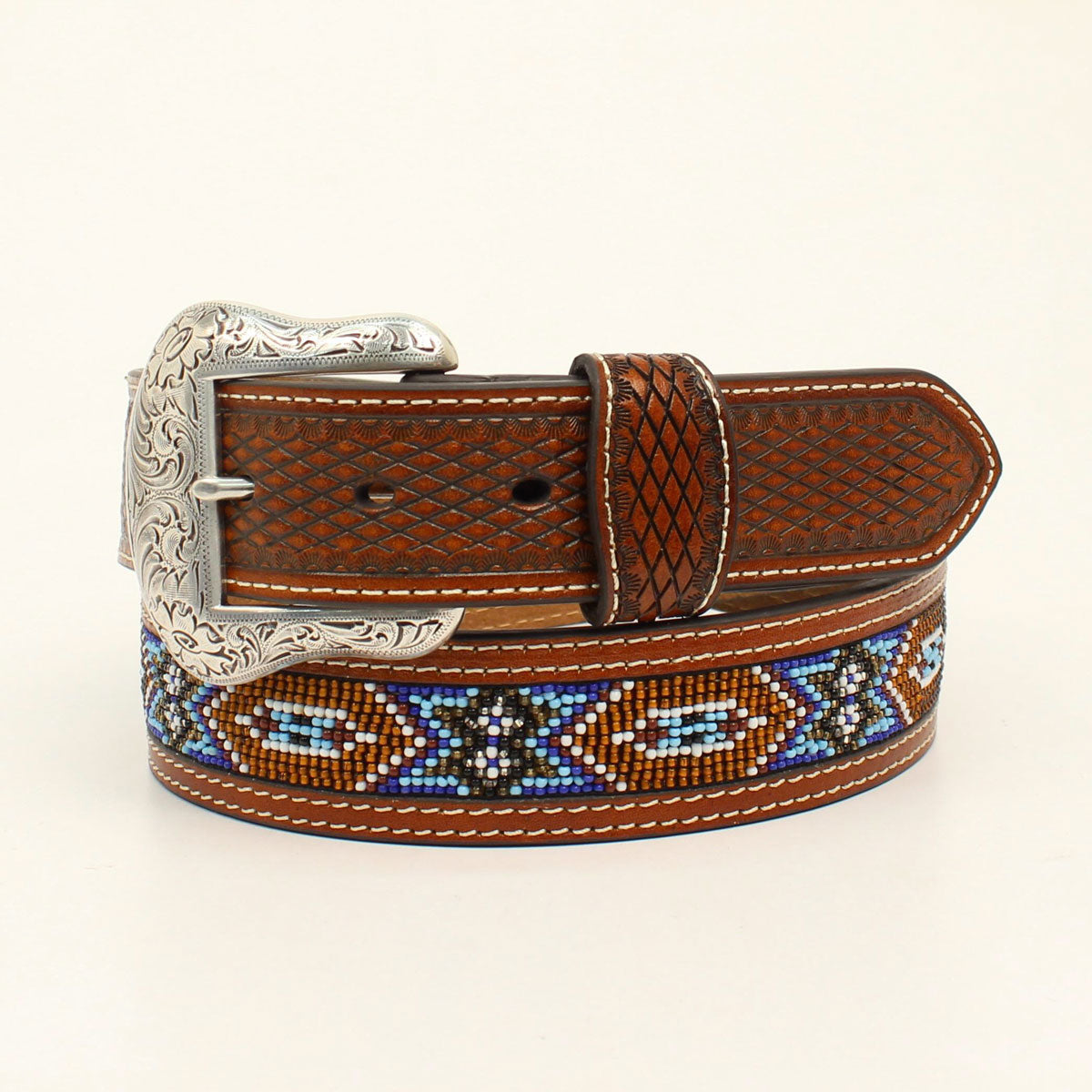 Nocona Blue and Brown Beaded Belt