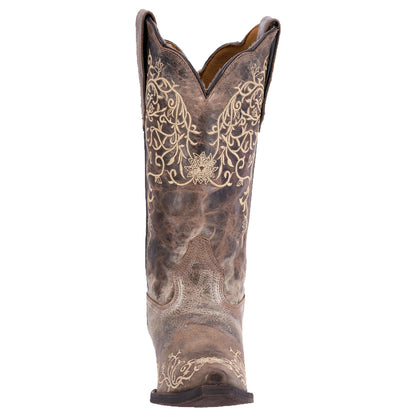 Laredo Jasmine Bone Embroidered Snip Toe