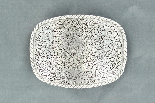 Nocona Silver Floral Scroll Belt Buckle