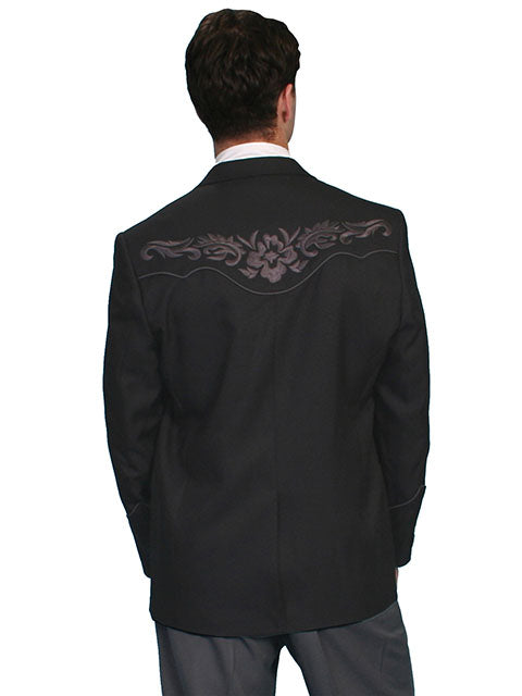 Scully Black Blazer with Charcoal Emboroidery