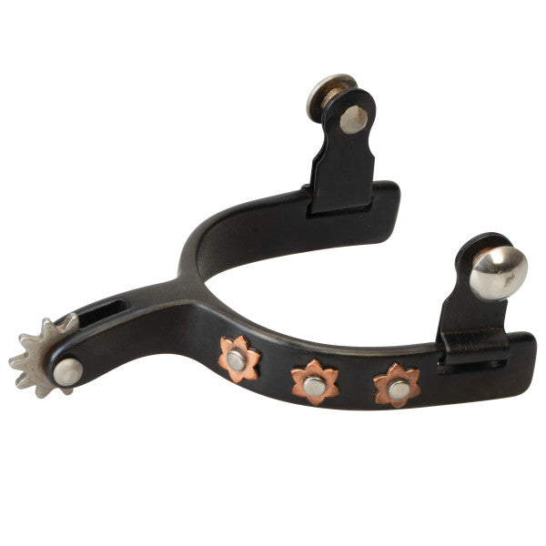 Weaver Black Youth Flower Spot Rowel Spur