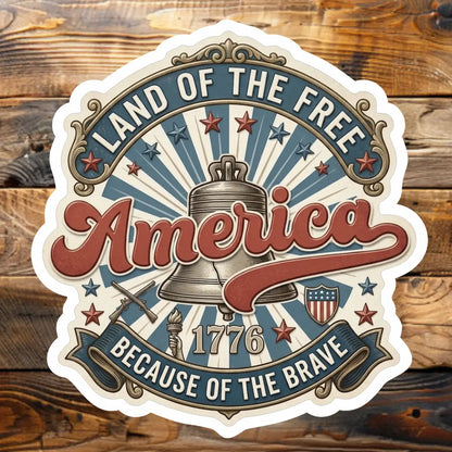 Sticky Sticker Guy Patriot America Sticker Land of the Free/Brave