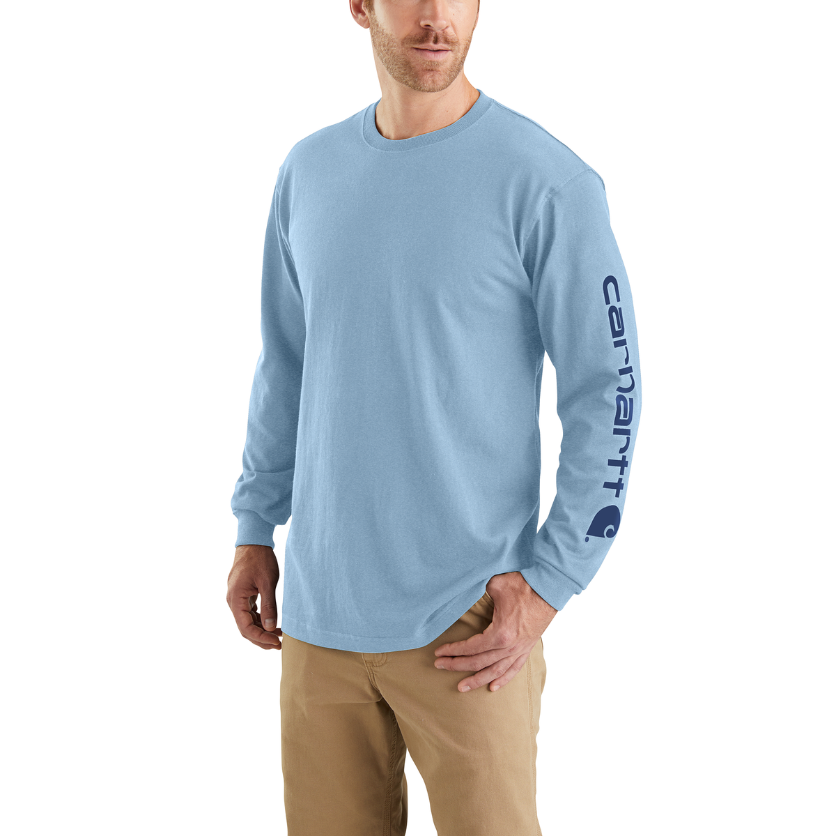 Carhartt Loose Fit Heavyweight Long Sleeve Logo Sleeve Graphic Alpine Blue Heather