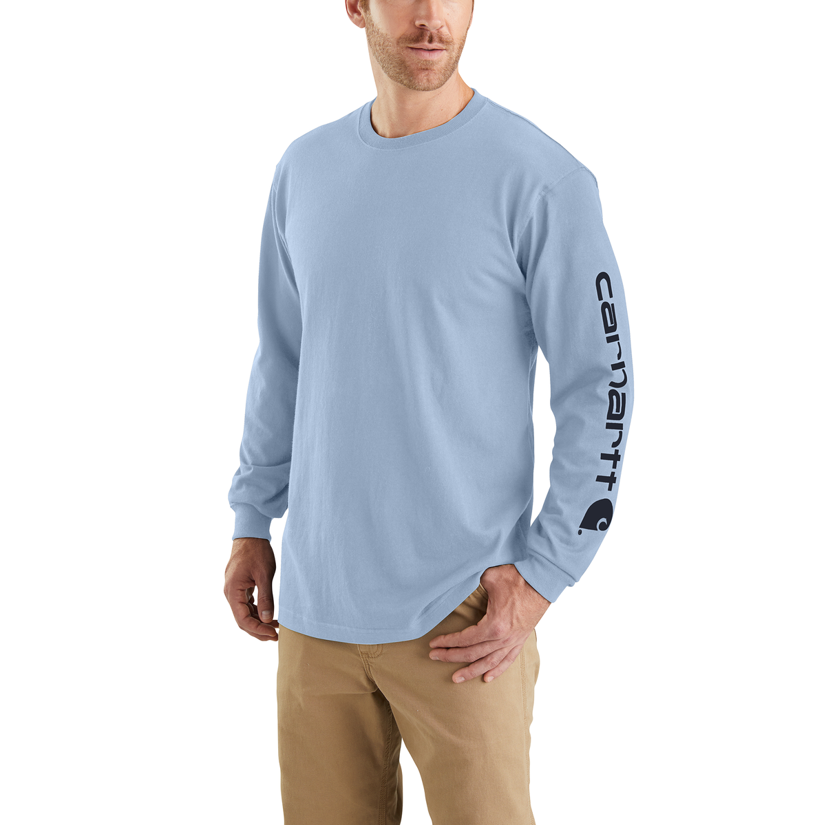 Carhartt Loose Fit Heavyweight Long Sleeve Logo Sleeve Graphic Fog Blue