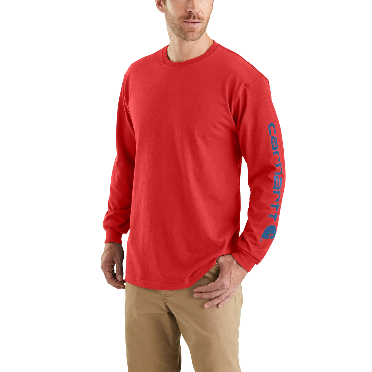 Carhartt Loose Fit Heavyweight Long Sleeve Logo Sleeve Graphic Fire Red