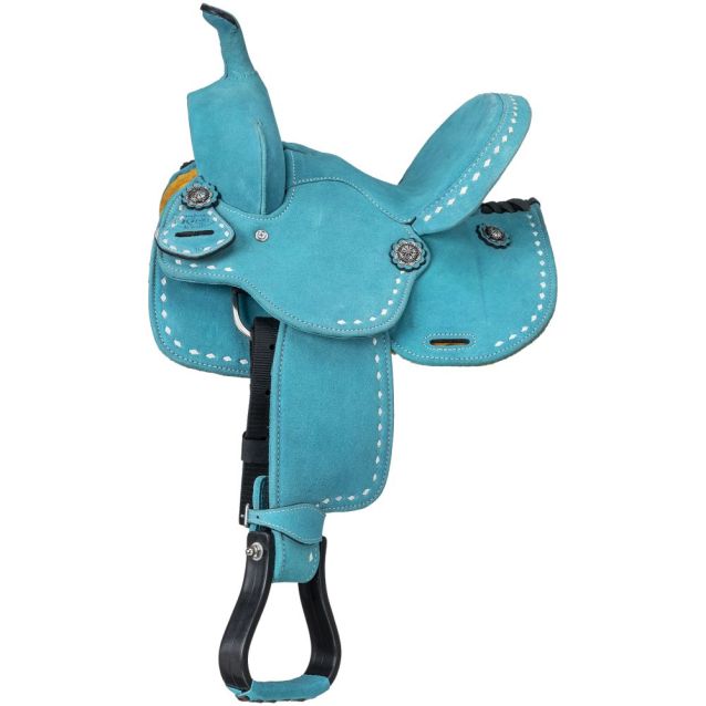 King Series Stratford Suede Barrel Saddle Turquoise
