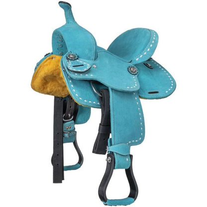 King Series Stratford Suede Barrel Saddle Turquoise
