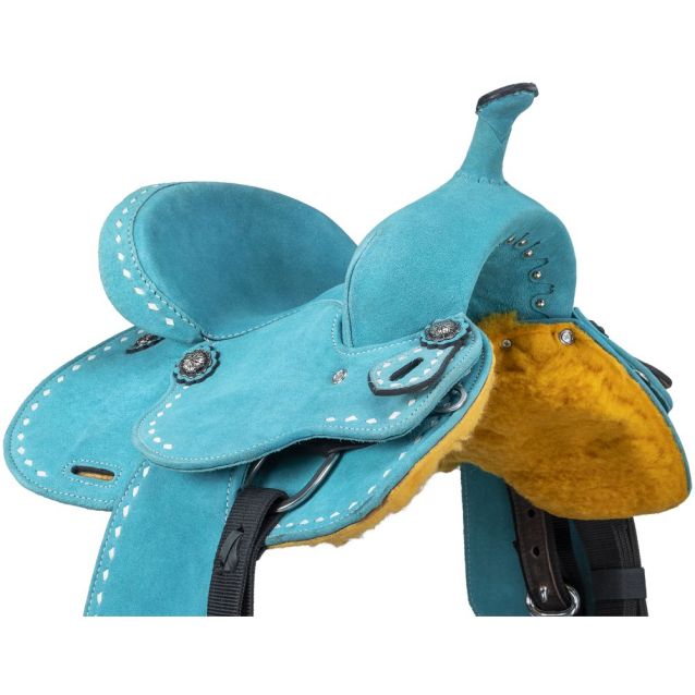 King Series Stratford Suede Barrel Saddle Turquoise