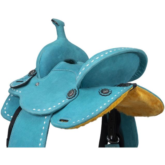 King Series Stratford Suede Barrel Saddle Turquoise