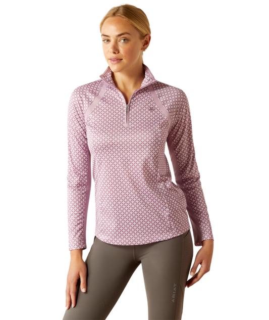 Ariat Sunstopper 3.0 1/4 Zip Baselayer Lavender Mist Tile
