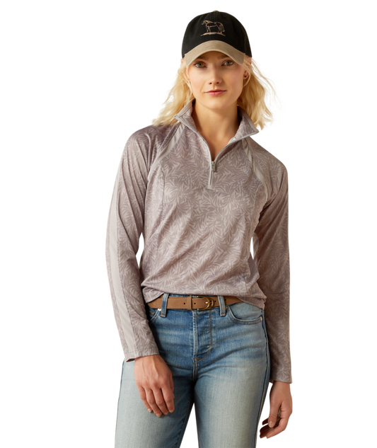 Ariat Sunstopper 3.0 1/4 Zip Baselayer Silver Sconce Fern