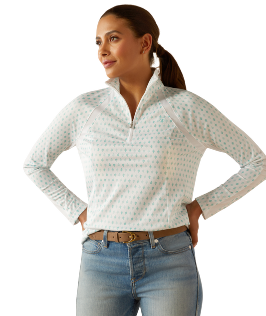 Ariat Sunstopper 3.0 1/4 Zip Baselayer Beach Glass Print