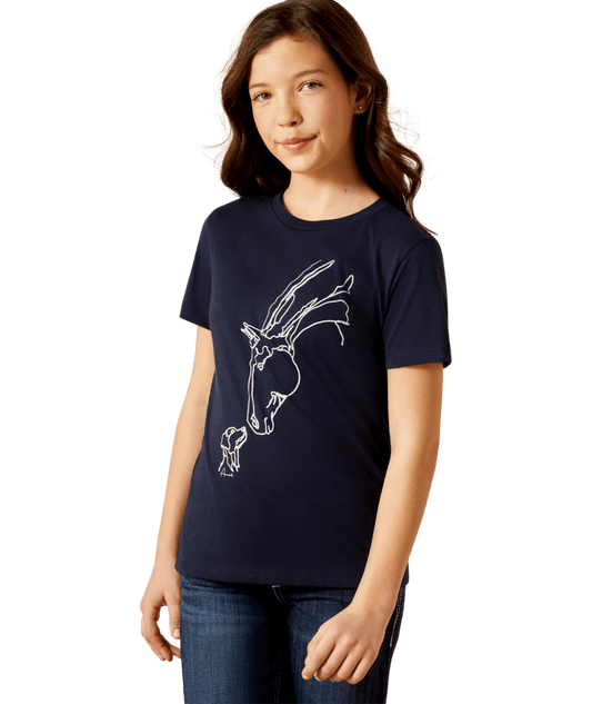 Ariat Youth Hay Girl Short Sleeve T-Shirt Navy