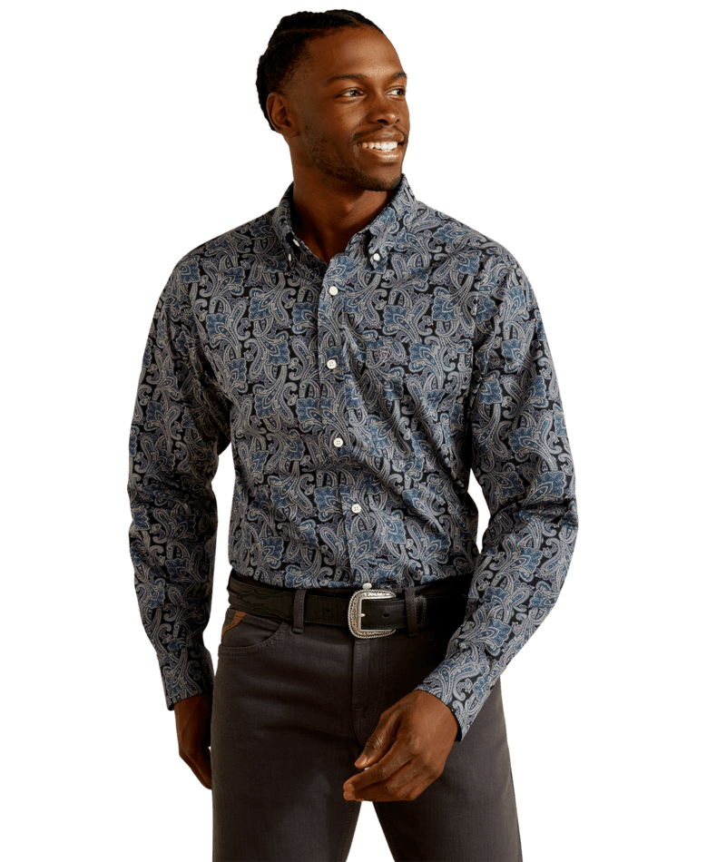 Ariat Wrinkle Free Dex Fitted Shirt Navy