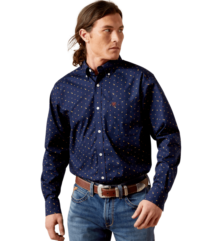 Ariat Wrinkle Free Beaux Fitted Shirt Navy