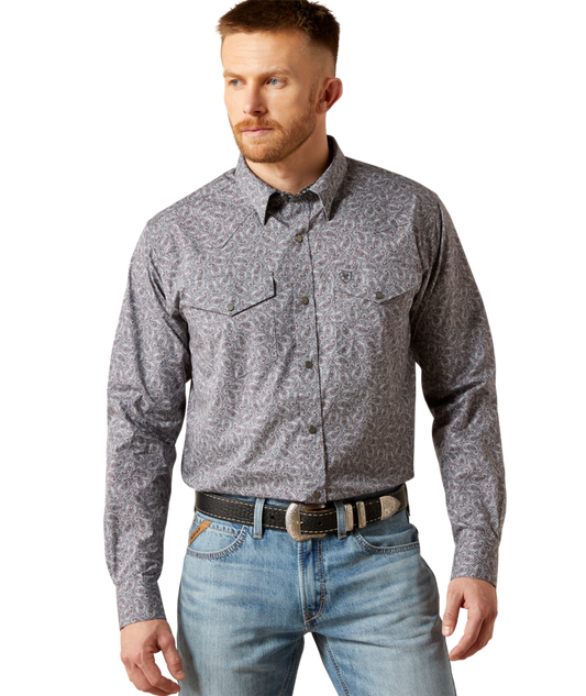 Ariat Wrinkle Free Josiah Fitted Shirt Grey