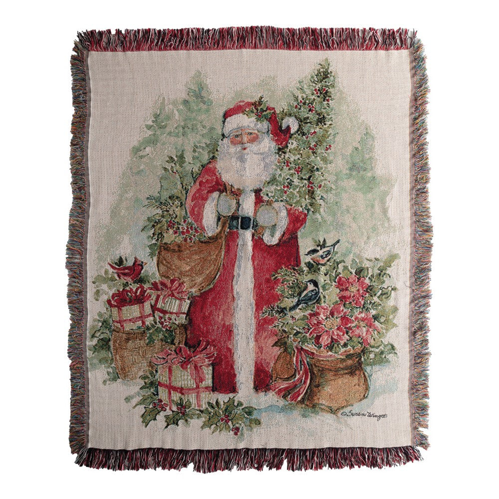 Manual Holiday and Pine Santa Tapestry Throw