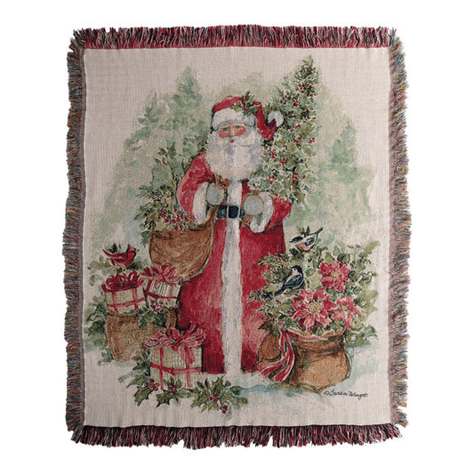 Manual Holiday and Pine Santa Tapestry Throw