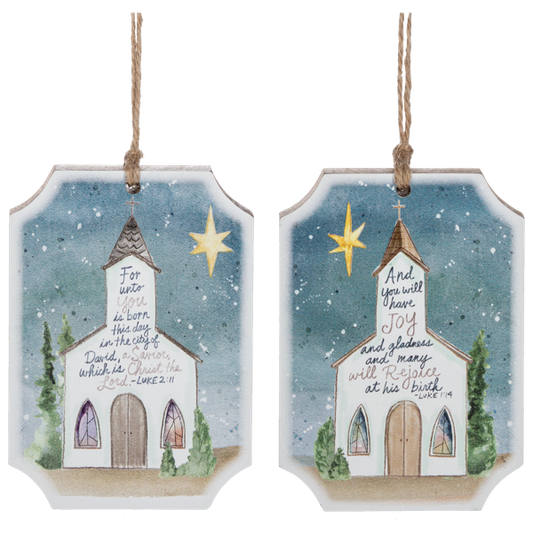 Ganz Watercolor Church Ornament