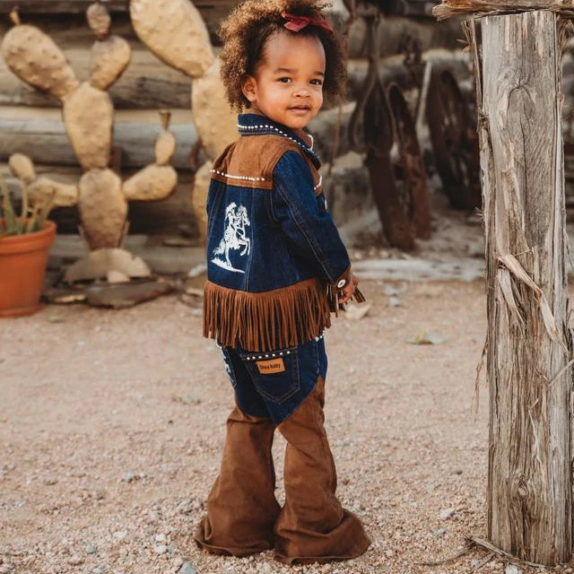 Shea Baby Denim & Suede Jeans