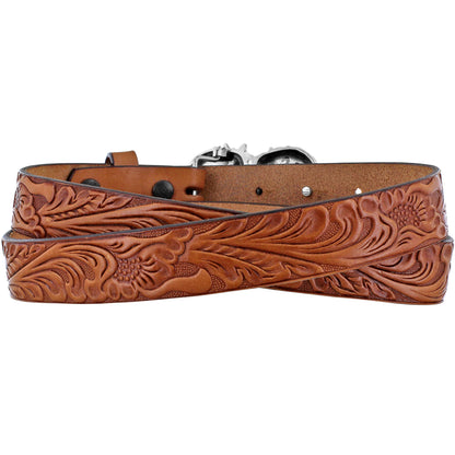 Justin Tooled Horse Heart Buckle Belt
