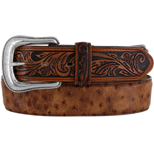 Tony Lama Rust Ostrich Print Belt