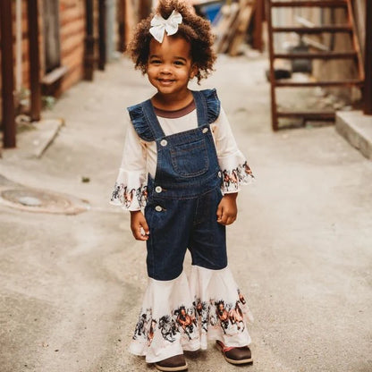 Shea Baby Running Horse Denim Overalls