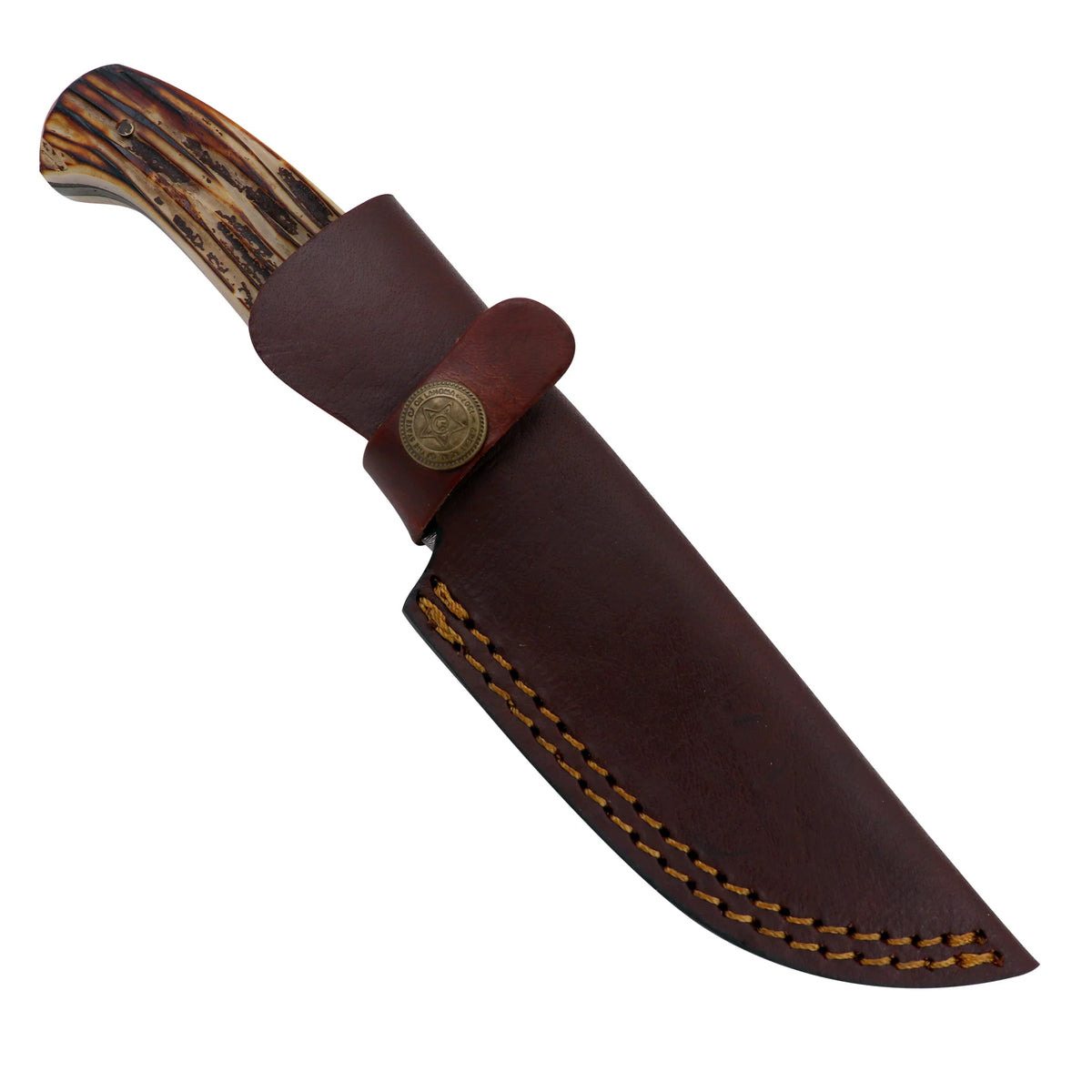 Red Deer 8.5" Bone Handle Damascus Blade