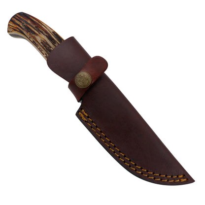 Red Deer 8.5" Bone Handle Damascus Blade