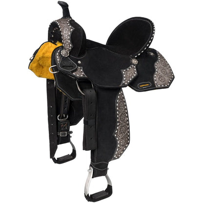 Silver Royal Shiloh Overlay Black Buckstitch Saddle
