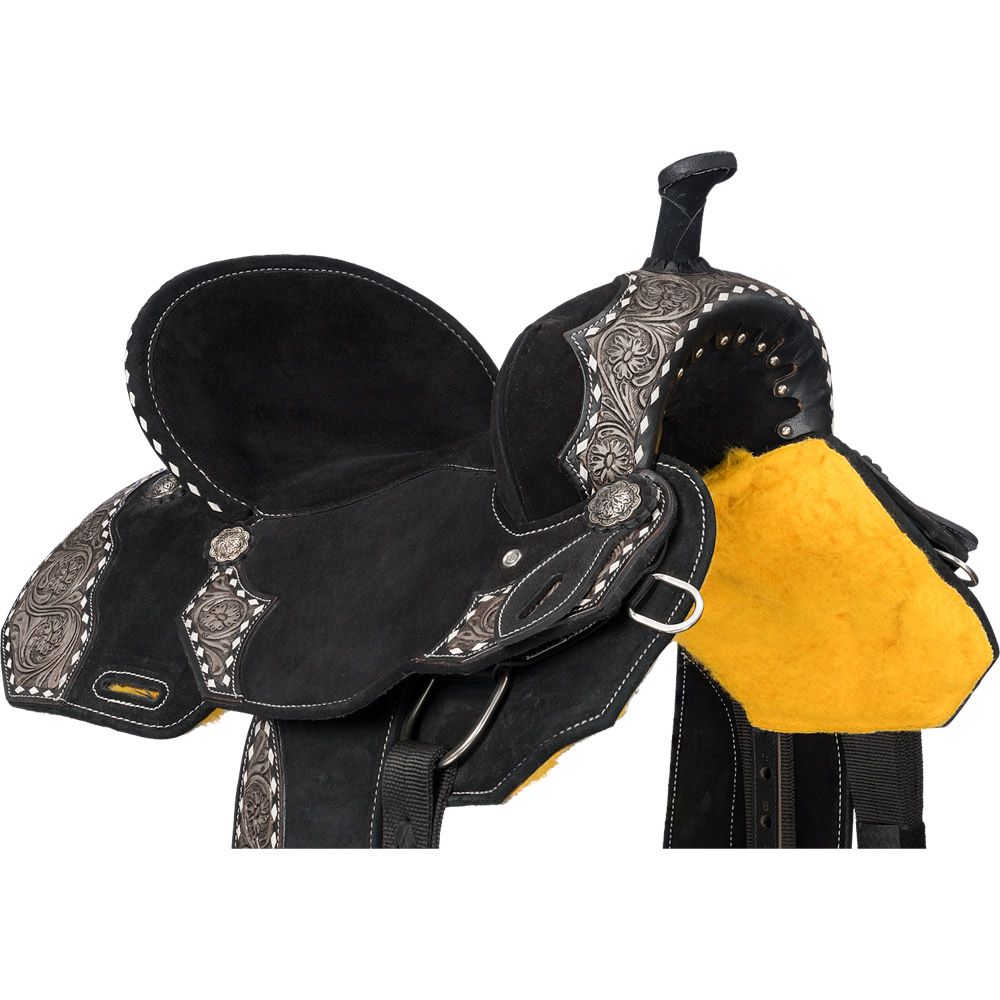 Silver Royal Shiloh Overlay Black Buckstitch Saddle