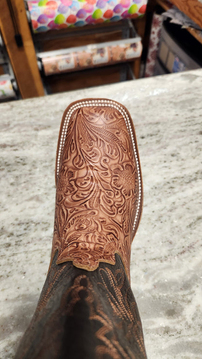 Anderson Bean 10" Western Tooled Rose/Black Bison