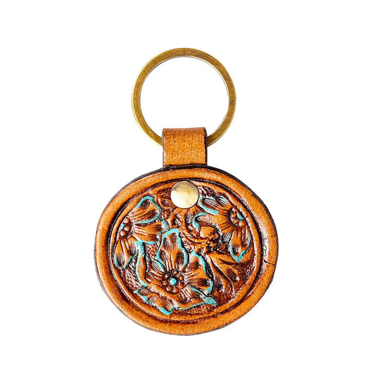 Myra Greet The Day Hand-Tooled Key Fob