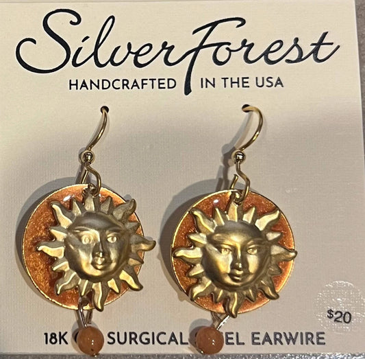 Silver Forest Beaming Sun and Bead Drop Gold