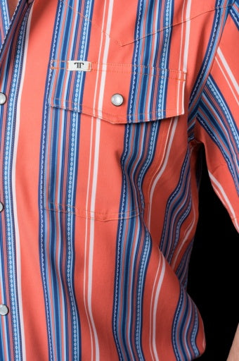 THE JAMES IN SALMON - SHORT SLEEVE SNAP