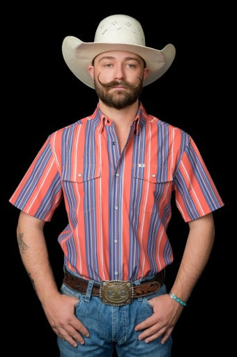 THE JAMES IN SALMON - SHORT SLEEVE SNAP