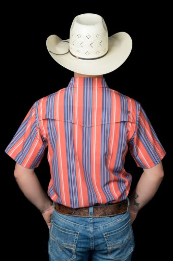 THE JAMES IN SALMON - SHORT SLEEVE SNAP